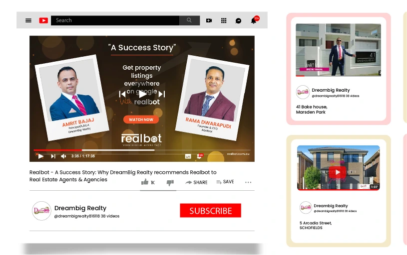 Realbot Premier Agent YouTube presence